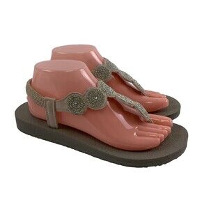 Skechers Meditation Stars Sparkles Sandal Slingback Yoga Foam Light Pink Women 9